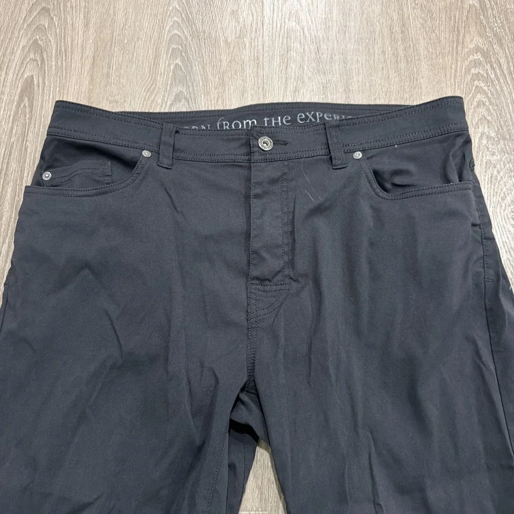 Prana Brion Pants Men 38x30 Black Slim Fit Nylon Stretch Outdoor Hiking Camping